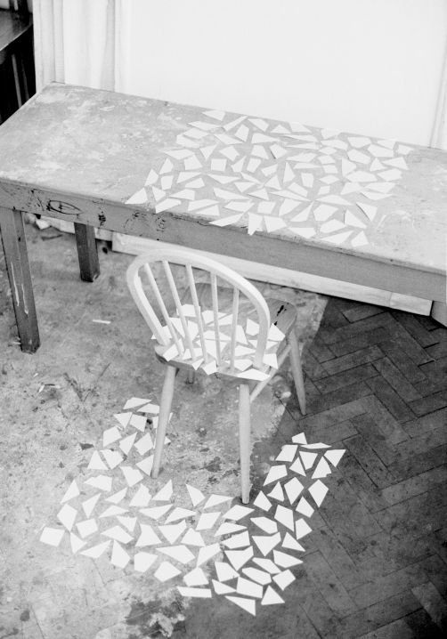 Fragments on table and chair